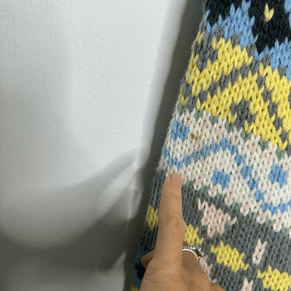 Vintage 90s Pastel Floral Rose Cardigan chunky knit oversized womens M NWT - Picture 4 of 9